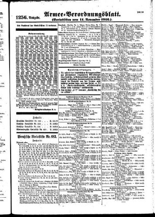 1256. Ausgabe. Samstag, 11. November 1916