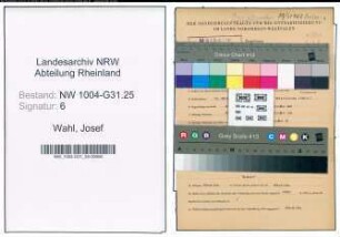 Entnazifizierung Josef Wahl , geb. 25.10.1900 (Gastwirt)