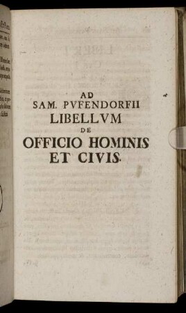 [II.] Ad Sam. Pufendorfii Libellum De Officio Hominis Et Civis.