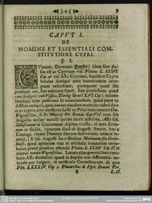 Caput I. De Nomine Et Essentiali Constitutione Cupri