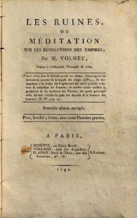 Les ruines ou méditation sur les révolutions des empires