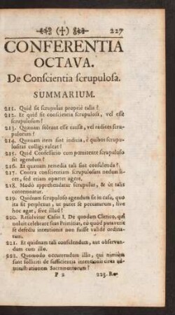Conferentia Octava. De Conscientia srcupulosa