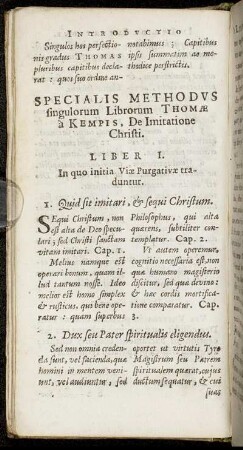 Specialis Methodus singulorum Librorum Thomae a Kempis, De Imitatione Christi