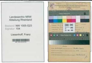 Entnazifizierung Franz Liesenhoff , geb. 15.05.1908 (Schneider)