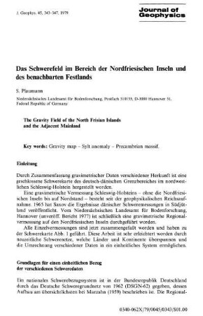 Das Schwerefeld im Bereich der Nordfriesischen Inseln und des benachbarten Festlands