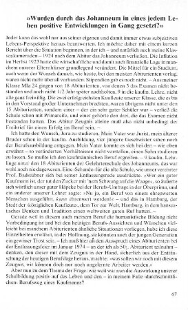 "Wurden durch das Johanneum in eines jedem Leben positive Entwicklungen in Gang gesetzt?"