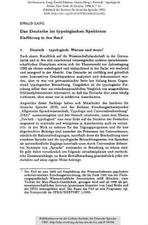 Das Deutsche im typologischen Spektrum. Einführung in den Band
