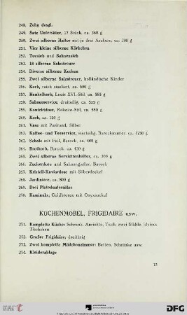 Küchenmöbel, Frigidaire usw. (Nr. 271-295)