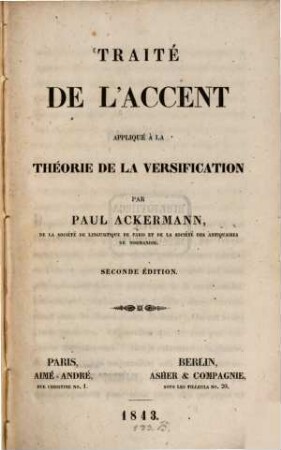 Traité de l'accent appliqué à la théorie de la versification