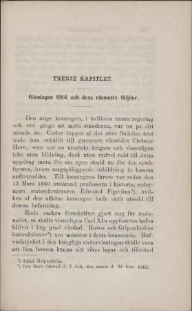 Tredje Kapitlet. Riksdagen 1664 och dess närmaste följder.