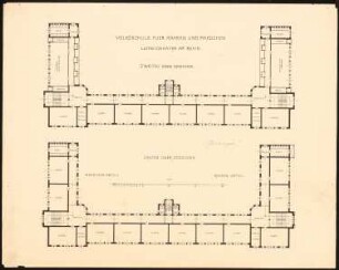 Schule, Ludwigshafen-Friesenheim: Grundrisse 2.OG, 1.OG 1:200