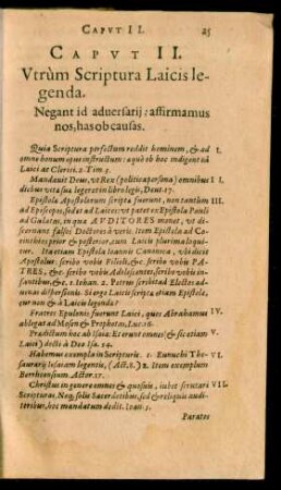 Caput II. Utrum Scriptura Laicis legenda.