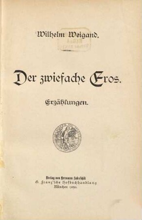 Der zwiefache Eros : Erzählungen