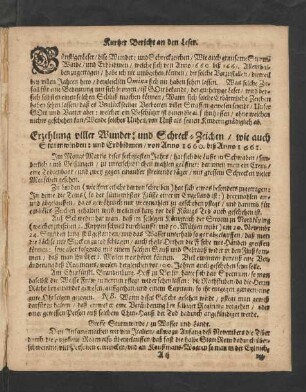 Erzehlung aller Wunder: und Schreck-Zeichen/ wie auch Sturmwinden: und Erdbidmen/ von Anno 1660. biß Anno 1661.