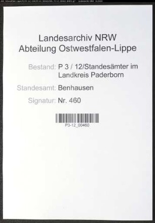 Sterberegister Standesamt Benhausen