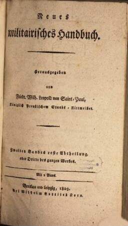Neues militairisches Handbuch, 2,1