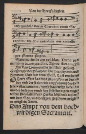 Das Ampt von dem hochwirdigen Sacrament.