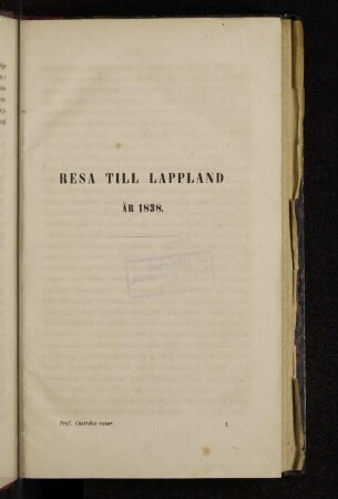 Resa Till Lappland Ar 1838.