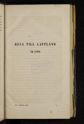 Resa Till Lappland Ar 1838.