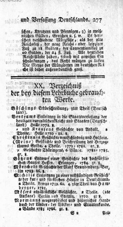 XX. Verzeichniß der bey diesem Lehrbuche gebrauchten Werke