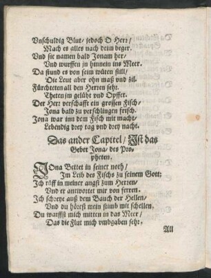 Das ander Capitel/ Ist das Gebet Jona/ des Propheten.
