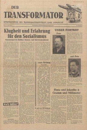TRO-Betriebszeitung 'Der Transformator'; Nr. 21/1961 (Juni 1961)