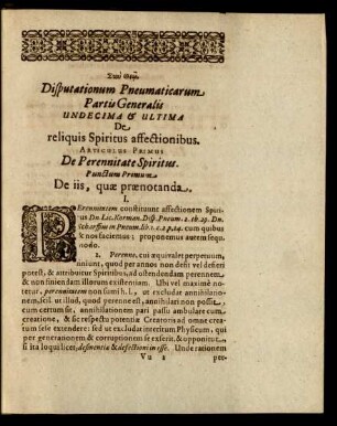 Disputationum Pneumaticarum Partis Generalis Undecima & Ultima
