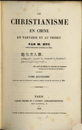 Le christianisme en Chine, en Tartarie et au Thibet, 4