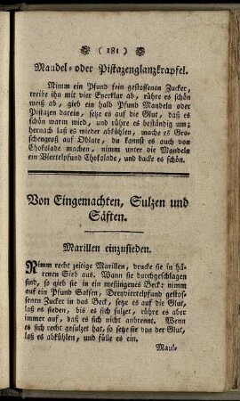 Von Eingemachten, Sulzen und Saeften