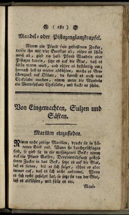 Von Eingemachten, Sulzen und Saeften