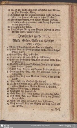 Dreyßigstes Fach, No. 2. Weiße, Grüne, Gelbe und Farbigte Bley-Ertze