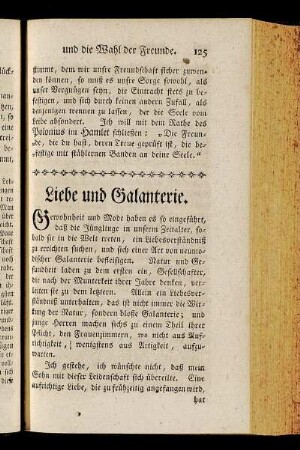 Liebe und Galanterie.