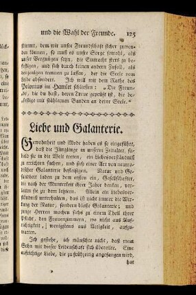 Liebe und Galanterie.