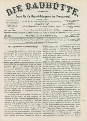 No. 36. Frankfurt a. M., den 4. September 1915. 58. Jahrgang.