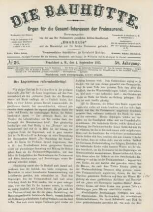 No. 36. Frankfurt a. M., den 4. September 1915. 58. Jahrgang.