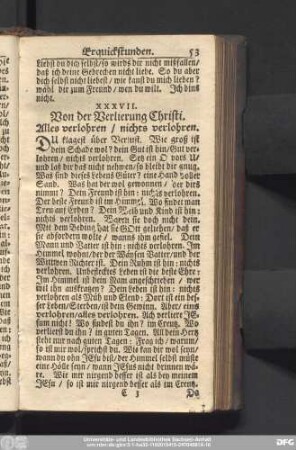 XXXVII. Von der Verlierung Christi. Alles verlohren, nichts verlohren.