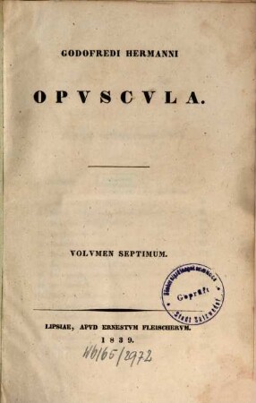 Godofredi Hermanni Opvscvla, 7