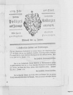 2tes Stück., Ausgabe vom 14. Januar 1778