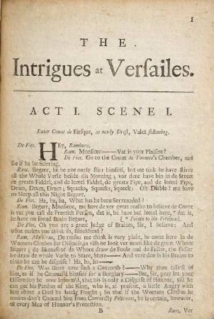The Intrigues At Versailles: Or A Jilt in all Humours : A Comedy, Acted By His Majesty's Servants, At The Theatre in Lincolns-Inn-Fields