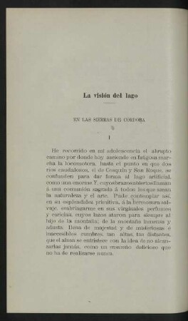 La visión del lago - En las sierras de Córdoba