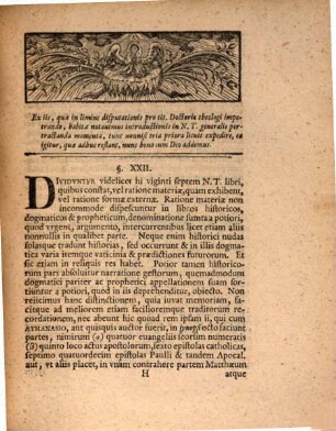 Dissertatio Inavgvralis II. Qva Sistit Introdvctionem In Novvm Testamentvm Generalem