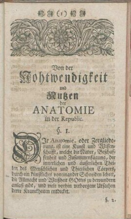 Von der Nohtwendigkeit und Nutzen der Anatomie in der Republic.