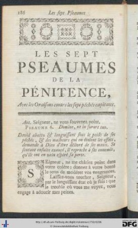 Les Sept Pseaumes De La Pénitence, avec les Oraisons contre les sept péchés capitaux.