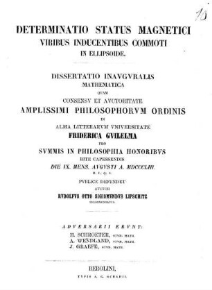 Determinatio status magnetici viribus inducentibus commoti in ellipsoide