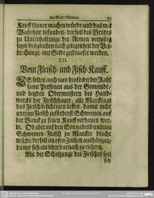 XII. Vom Fleisch- und Fisch-Kauff