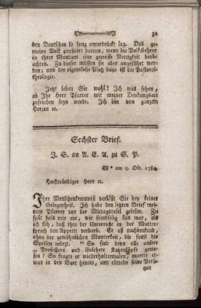 Sechster Brief. - Zehnter Brief.