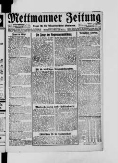 Mettmanner Zeitung. 1919-1940