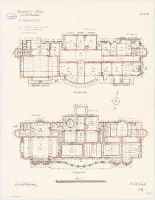 Offiziersheim Taunus, Falkenstein Hauptgebäude: Heizungssystem: Grundriss Obergeschoss, Dachgeschoss 1:100