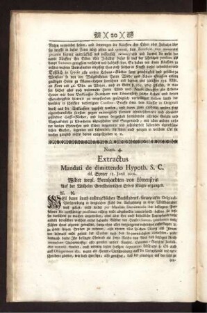 Num. 4. Extractus Mandati de dimittendo Hypoth. S. C.