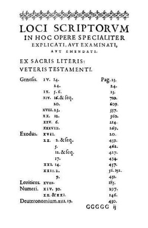 Loci Scriptorum in hoc opere specialiter Explicati, aut Examinati, aut Emendati.